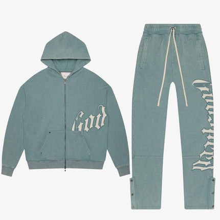 Godspeed 'OG Logo' 400 GSM French Terry Sweatsuit Washed Sea Foam (Hoodie & Sweatpants) - SOLE SERIOUSS (1)