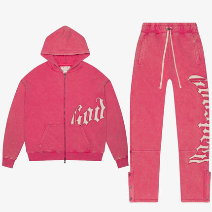 Godspeed 'OG Logo' 400 GSM French Terry Sweatsuit Washed Stardust Pink (Hoodie & Sweatpants) - SOLE SERIOUSS (1)