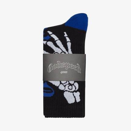 Godspeed 'Ten Toes Down' Crew Socks (1 Pair) Black / Royal Blue - SOLE SERIOUSS (2)