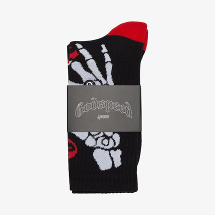 Godspeed 'Ten Toes Down' Crew Socks (1 Pair) Black / Varsity Red - SOLE SERIOUSS (2)