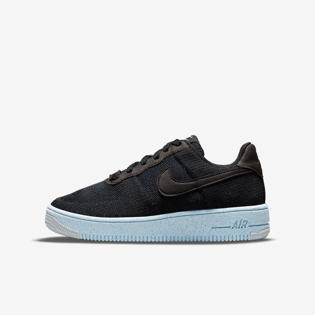 (GS) Nike Air Force 1 Low Crater Flyknit 'Black / Chambray Blue' (2021) DH3375-001 - SOLE SERIOUSS (1)
