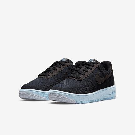 (GS) Nike Air Force 1 Low Crater Flyknit 'Black / Chambray Blue' (2021) DH3375-001 - SOLE SERIOUSS (3)