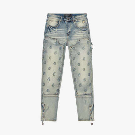 Godspeed Flared Carpenter Denim Jeans Washed Blue (Laser G Logos) - SOLE SERIOUSS (1)