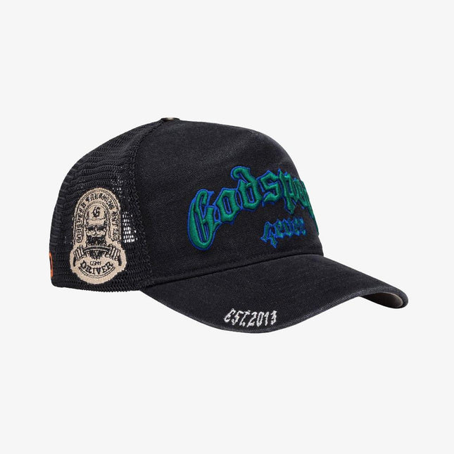 Godspeed 'GS Forever' Trucker Snapback Hat Washed Black / Green - SOLE SERIOUSS (1)