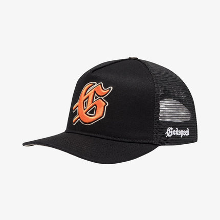 Godspeed 'GS Logo' Trucker Snapback Hat Black / Tangerine - SOLE SERIOUSS (4)