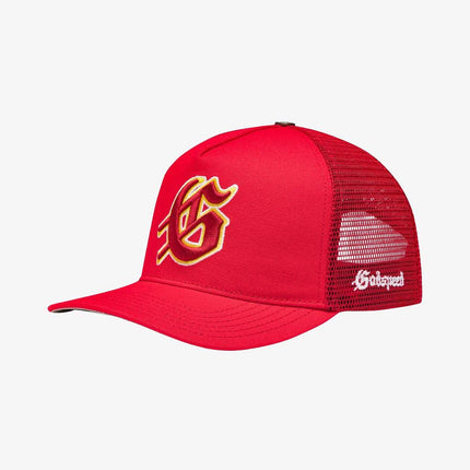 Godspeed 'GS Logo' Trucker Snapback Hat Red / Yellow - SOLE SERIOUSS (2)