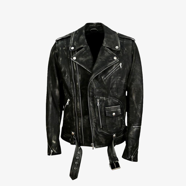 Godspeed 'New Yorker' Moto Leather Jacket Distressed Washed Black - SOLE SERIOUSS (1)