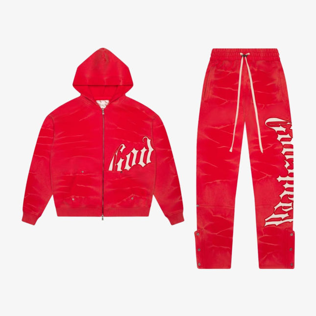 Godspeed 'OG Logo' 400 GSM French Terry Sweatsuit Red Tie-Dye (Hoodie & Sweatpants) - SOLE SERIOUSS (1)