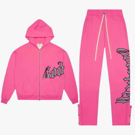 Godspeed 'OG Logo' 400 GSM French Terry Sweatsuit Washed Fuchsia (Hoodie & Sweatpants) - SOLE SERIOUSS (1)