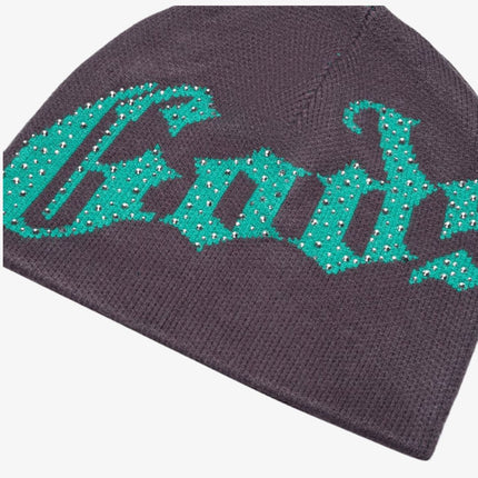 Godspeed 'OG Logo' Rhinestone Studed Beanie Grey / Teal - SOLE SERIOUSS (3)