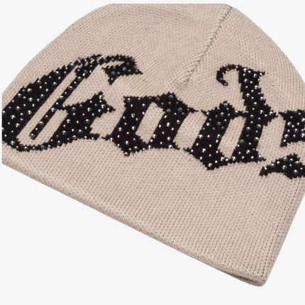 Godspeed 'OG Logo' Rhinestone Studed Beanie Tan / Black - SOLE SERIOUSS (3)