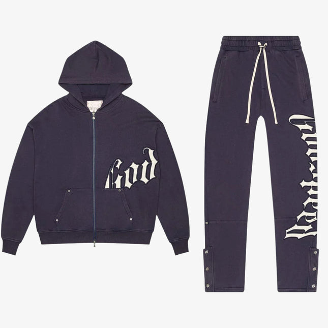 Godspeed 'OG Logo V2' 400 GSM French Terry Sweatsuit Washed Navy (Hoodie & Sweatpants) - SOLE SERIOUSS (1)