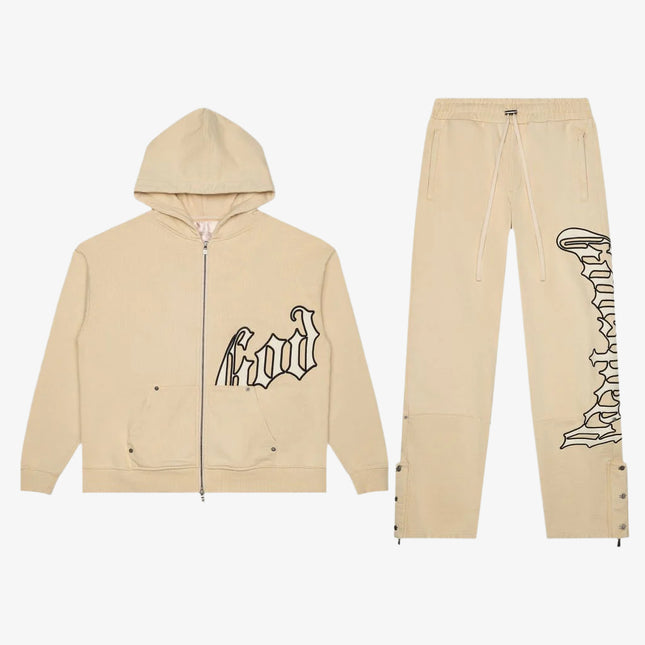 Godspeed 'OG Logo V2' 500 GSM French Terry Sweatsuit Creme / Bone (Hoodie & Sweatpants) - SOLE SERIOUSS (1)