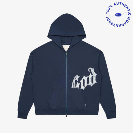 Godspeed 'OG Logo V2' 500 GSM French Terry Sweatsuit Navy / Silver Satin (Hoodie and Sweatpants) | SOLE SERIOUSS [2]