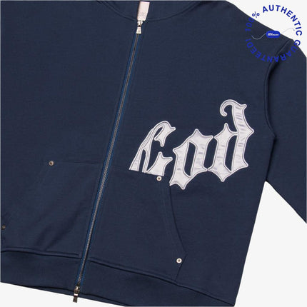 Godspeed 'OG Logo V2' 500 GSM French Terry Sweatsuit Navy / Silver Satin (Hoodie and Sweatpants) | SOLE SERIOUSS [4]