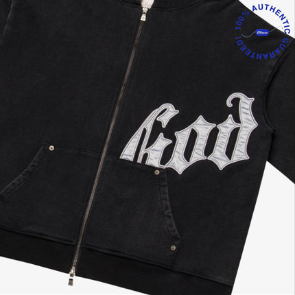 Godspeed 'OG Logo V2' 500 GSM French Terry Sweatsuit Washed Black / Silver Satin (Hoodie and Sweatpants) | SOLE SERIOUSS [4]