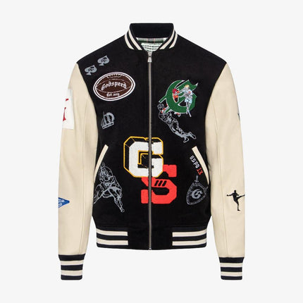 Godspeed Rugby Club Patch Letterman Jacket Black / Cream - SOLE SERIOUSS (1)