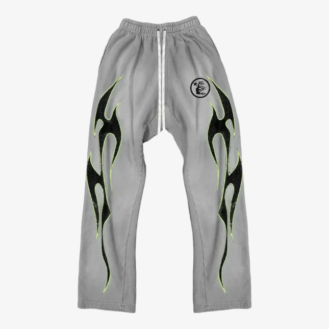 Hellstar Studios Flare Sweatpants 'Future Flame' Grey / Green - SOLE SERIOUSS (1)