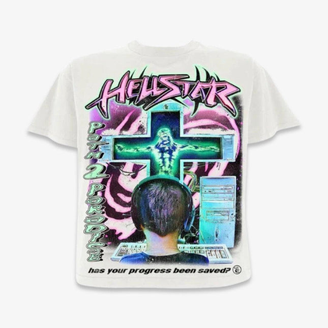 Hellstar T-Shirt 'Online / Has Your Progress Been Saved?' White FW23 (Capsule 10) - SOLE SERIOUSS (1)