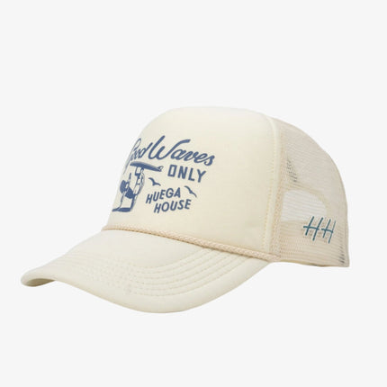 Huega House 'Good Waves' Mesh Trucker Snapback Hat Cream / Navy Blue - SOLE SERIOUSS (1)