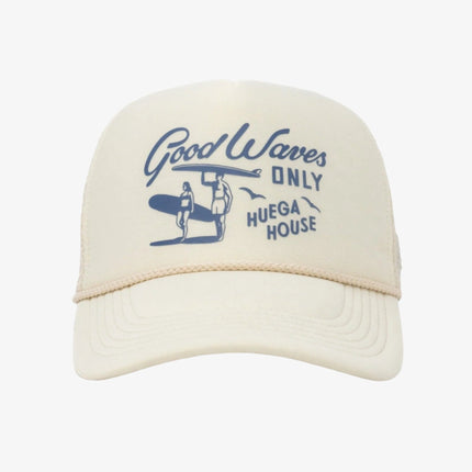 Huega House 'Good Waves' Mesh Trucker Snapback Hat Cream / Navy Blue - SOLE SERIOUSS (2)