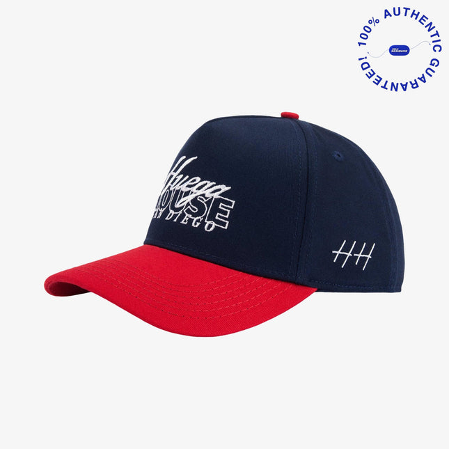 Huega House 'Ophav' 5-Panel Snapback Hat Red / Navy | SOLE SERIOUSS [1]