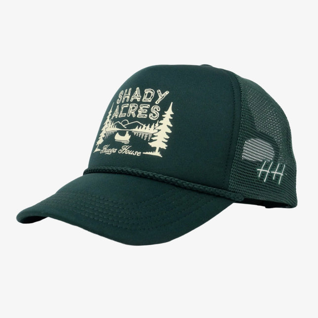 Huega House 'Shady Acres' Mesh Trucker Snapback Hat Forest Green - SOLE SERIOUSS (1)