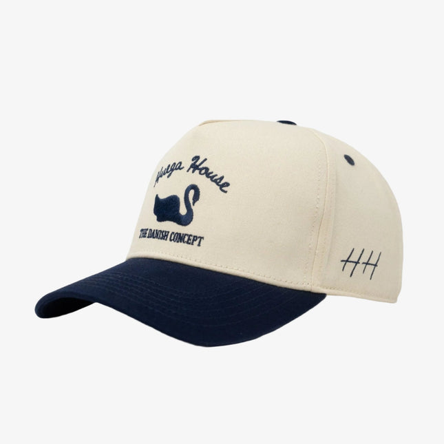 Huega House 'Vintage Swan' 2-Tone 5-Panel Snapback Hat Navy Blue / Natural - SOLE SERIOUSS (1)