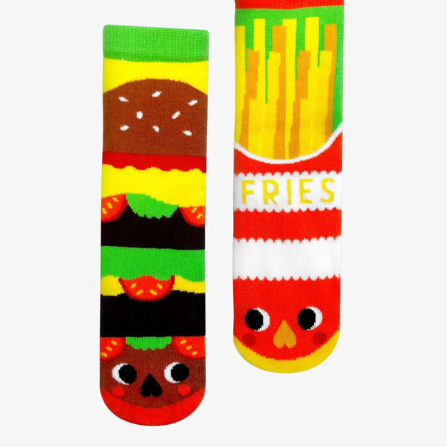 (Kids) Pals Socks Non-Slip High Crew Socks 'Burger & Fries' - SOLE SERIOUSS (1)