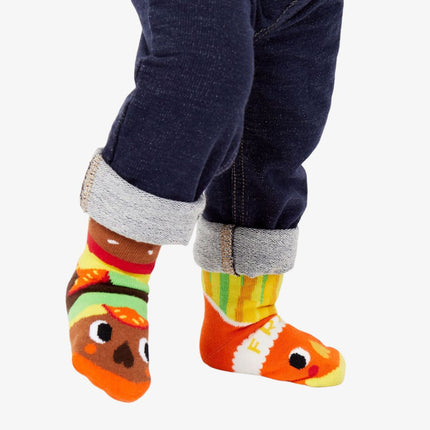 (Kids) Pals Socks Non-Slip High Crew Socks 'Burger & Fries' - SOLE SERIOUSS (2)