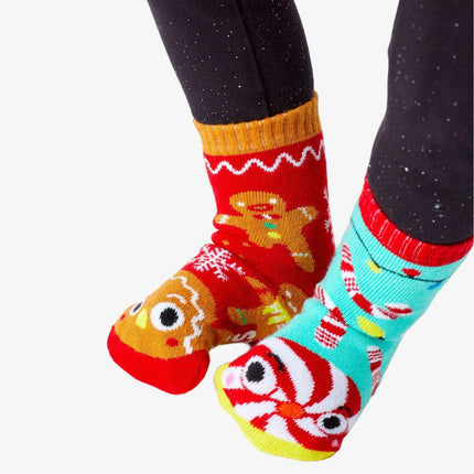 (Kids) Pals Socks Non-Slip High Crew Socks 'Christmas Gingerbread & Candy Cane' - SOLE SERIOUSS (3)