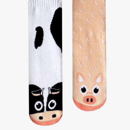 (Kids) Pals Socks Non-Slip High Crew Socks 'Cow & Pig' - SOLE SERIOUSS (1)