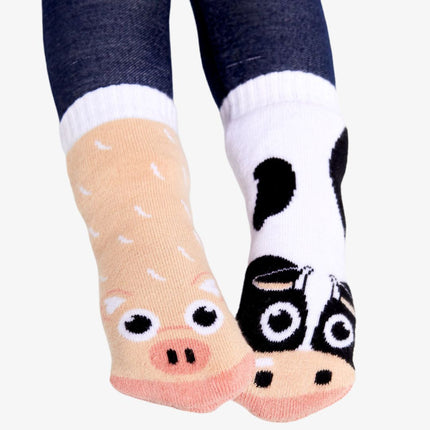 (Kids) Pals Socks Non-Slip High Crew Socks 'Cow & Pig' - SOLE SERIOUSS (2)