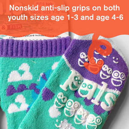 (Kids) Pals Socks Non-Slip High Crew Socks 'Dolphin & Fish' - SOLE SERIOUSS (3)