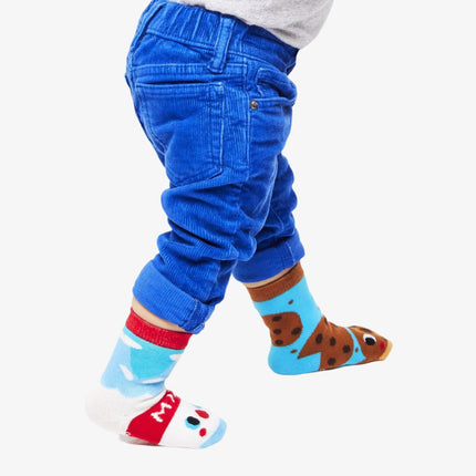 (Kids) Pals Socks Non-Slip High Crew Socks 'Milk & Cookies' - SOLE SERIOUSS (3)