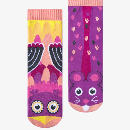 (Kids) Pals Socks Non-Slip High Crew Socks 'Owl & Mouse' - SOLE SERIOUSS (1)