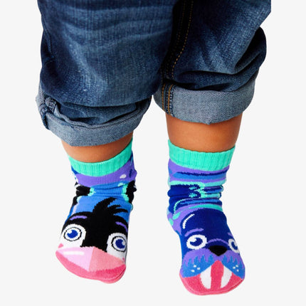 (Kids) Pals Socks Non-Slip High Crew Socks 'Penguin & Walrus' - SOLE SERIOUSS (2)