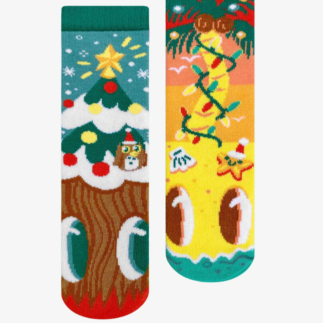 (Kids) Pals Socks Non-Slip High Crew Socks 'Piney & Coco Christmas Trees' - SOLE SERIOUSS (1)