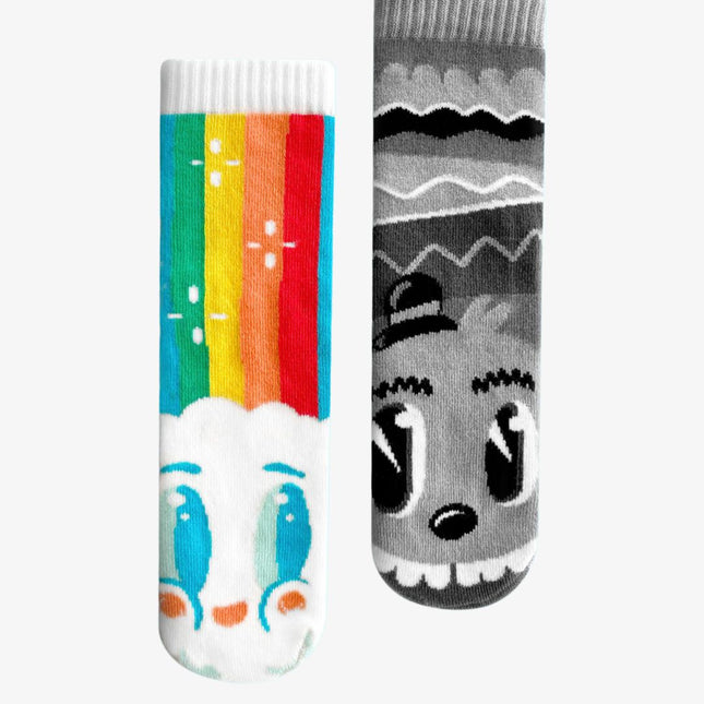 (Kids) Pals Socks Non-Slip High Crew Socks 'Rainbowface & Mr. Gray' - SOLE SERIOUSS (1)