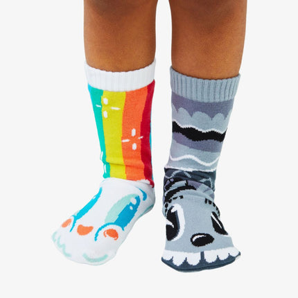 (Kids) Pals Socks Non-Slip High Crew Socks 'Rainbowface & Mr. Gray' - SOLE SERIOUSS (2)