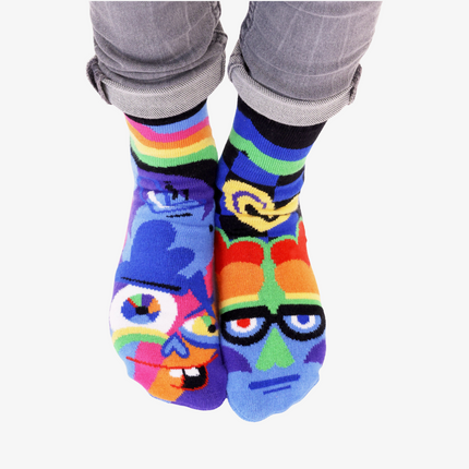 (Kids) Pals Socks Non-Slip High Crew Socks 'Silly & Serious' Multi-Color - SOLE SERIOUSS (2)