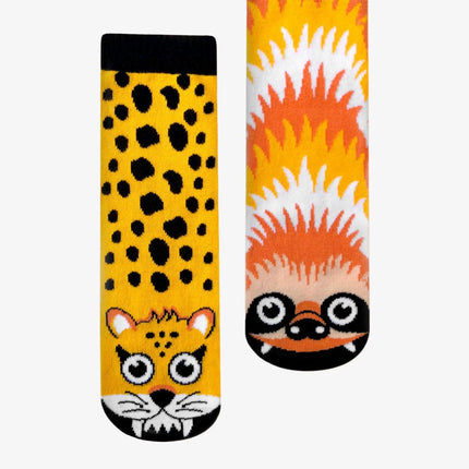 (Kids) Pals Socks Non-Slip High Crew Socks 'Sloth & Cheetah' - SOLE SERIOUSS (1)