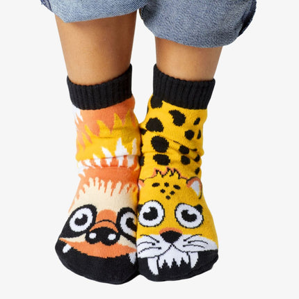 (Kids) Pals Socks Non-Slip High Crew Socks 'Sloth & Cheetah' - SOLE SERIOUSS (2)