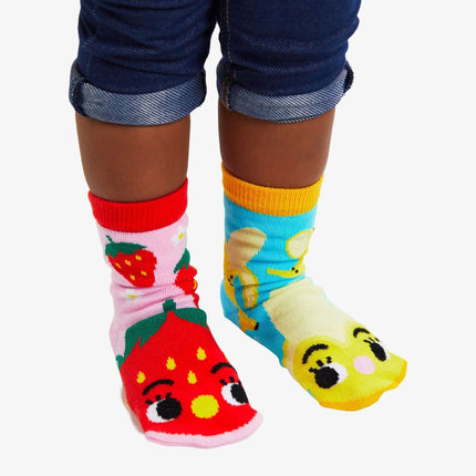 (Kids) Pals Socks Non-Slip High Crew Socks 'Strawberry & Banana' - SOLE SERIOUSS (2)