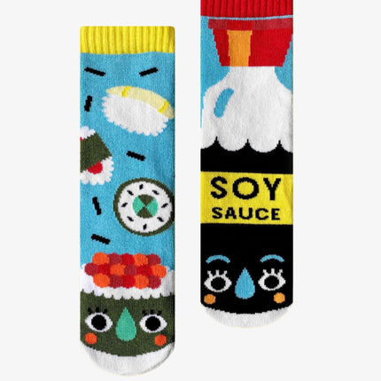 (Kids) Pals Socks Non-Slip High Crew Socks 'Sushi & Soy Sauce' - SOLE SERIOUSS (1)