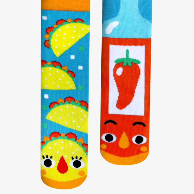 (Kids) Pals Socks Non-Slip High Crew Socks 'Taco & Hot Sauce' - SOLE SERIOUSS (1)