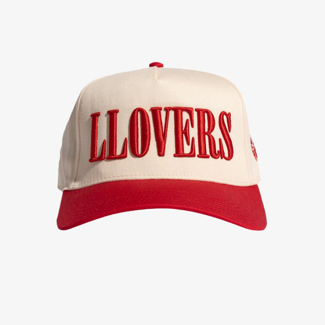 LLovesick 'LLOVERS' 3D Embroidered 5-Panel Snapback Cap Beige / Red LL1-102-RED - SOLE SERIOUSS (1)