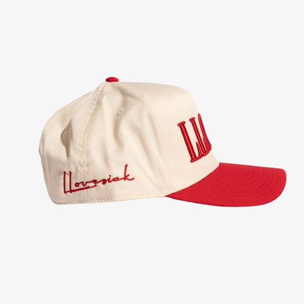 LLovesick 'LLOVERS' 3D Embroidered 5-Panel Snapback Cap Beige / Red LL1-102-RED - SOLE SERIOUSS (2)