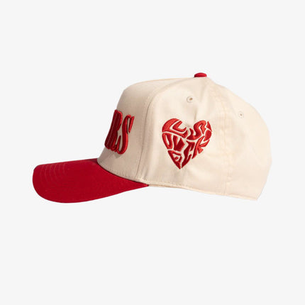 LLovesick 'LLOVERS' 3D Embroidered 5-Panel Snapback Cap Beige / Red LL1-102-RED - SOLE SERIOUSS (3)