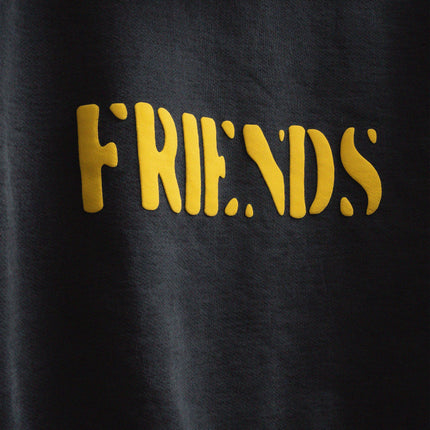 LLovesick 'LLOVERS or FRIENDS' Puff Print Heavyweight Pullover Hoodie Washed Black / Yellow LL3-153-WSB - SOLE SERIOUSS (3)